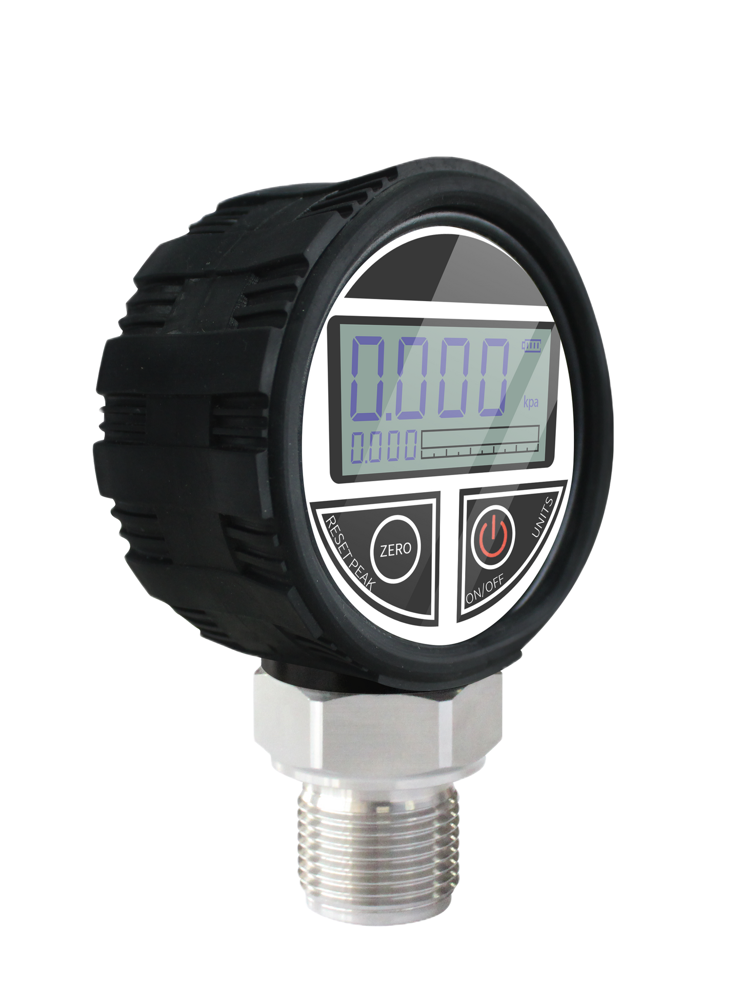 QDB108 digital pressure gauge side view with LCD display