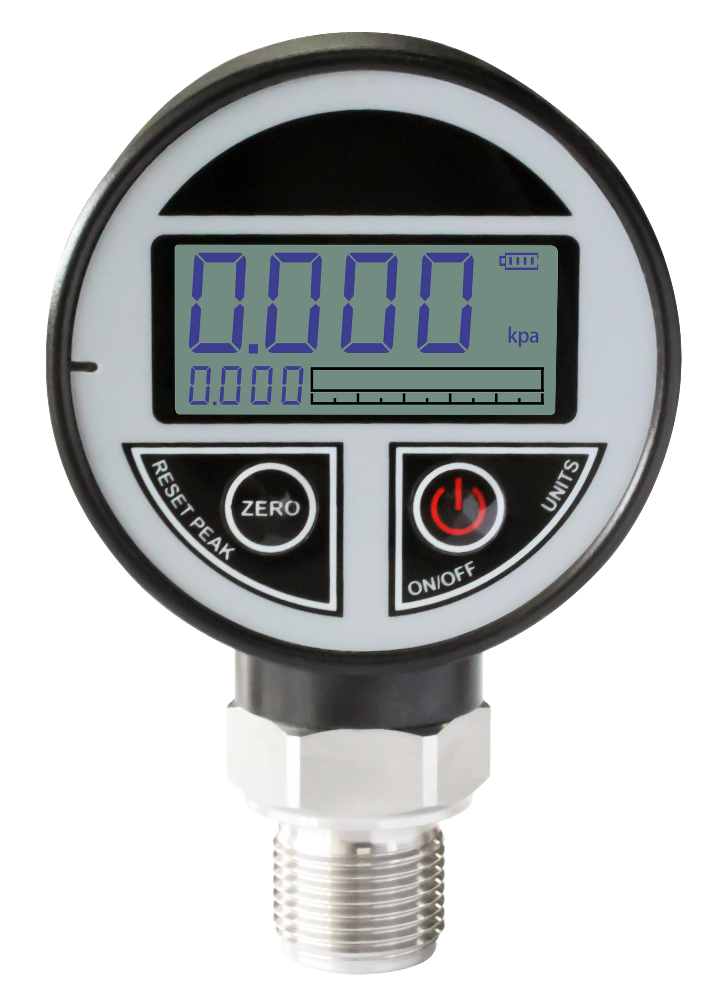 QDB108 digital pressure gauge front view with LCD display