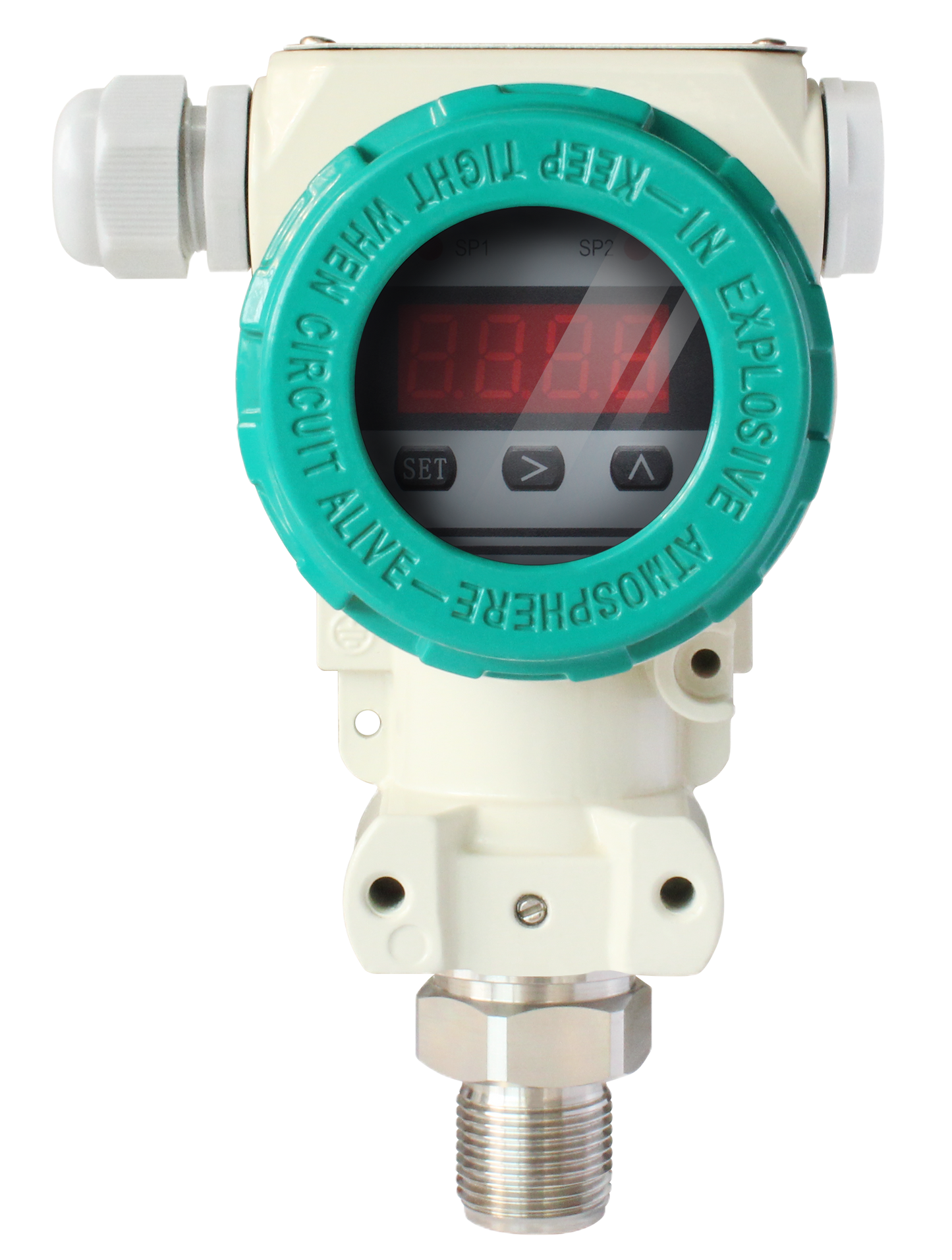 QYK100 intelligent pressure switch with LED display and relay output.