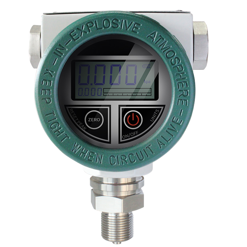 QDB109 explosion-proof pressure gauge front view with LCD