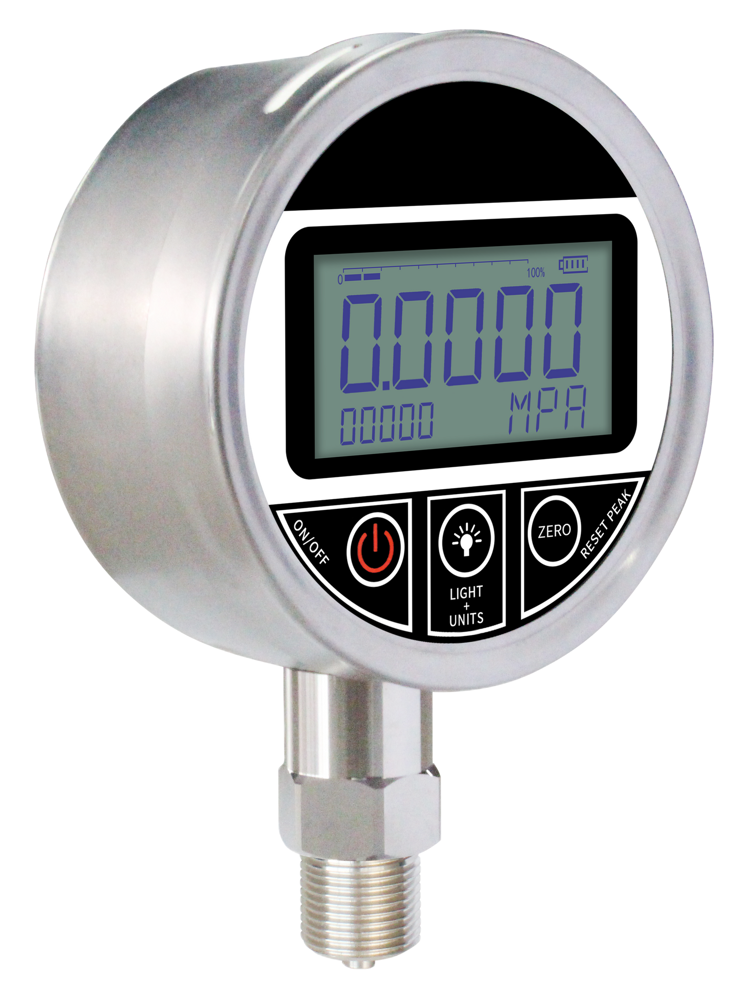 Side view of QDB118 High-Precision Digital Pressure Gauge with LCD Display