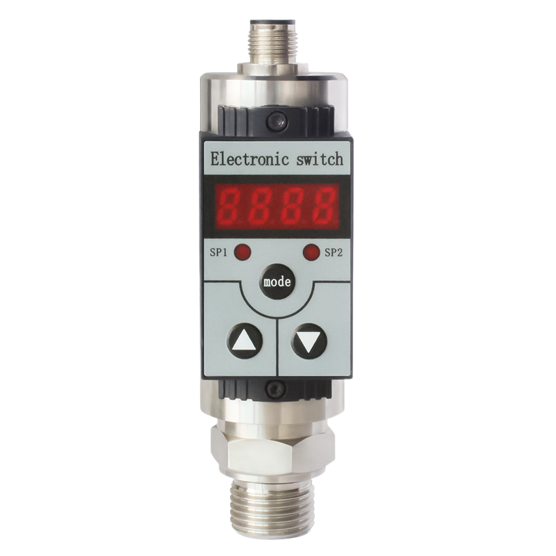 QYK103 intelligent pressure switch with LED display and dual relay outputs.