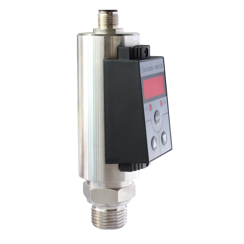 QYK103 intelligent pressure switch with LED display and dual relay outputs.