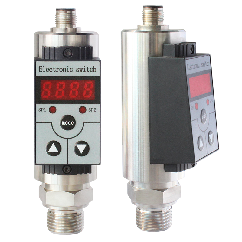 QYK103 intelligent pressure switch with LED display and dual relay outputs.