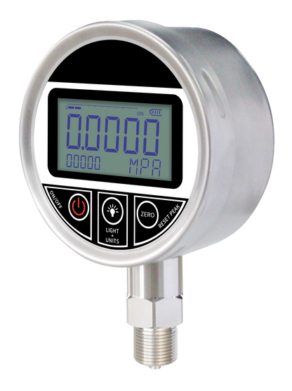 Side view of QDB118T pressure gauge with USB data logging function