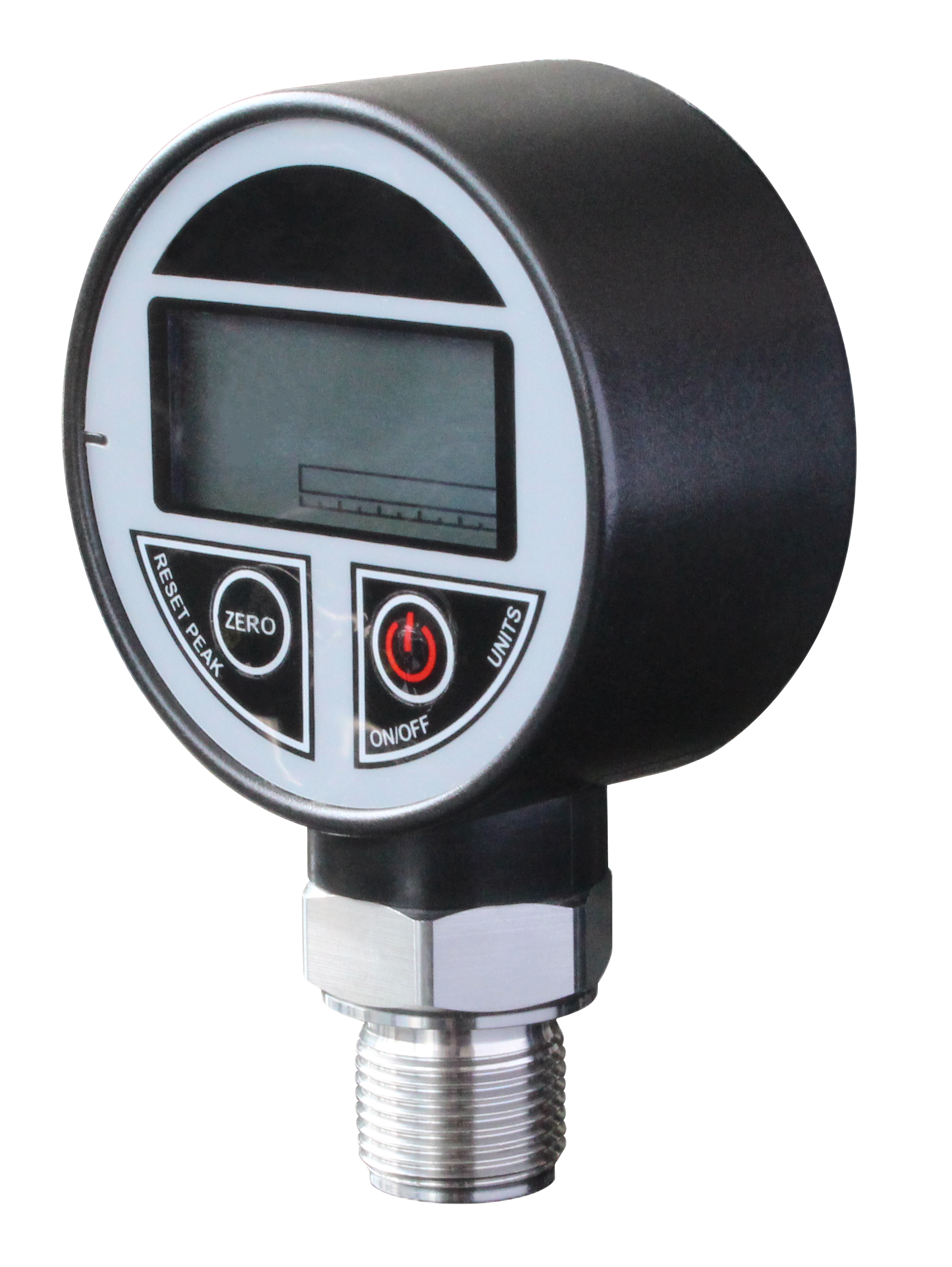 QDB108 digital pressure gauge side view with LCD display