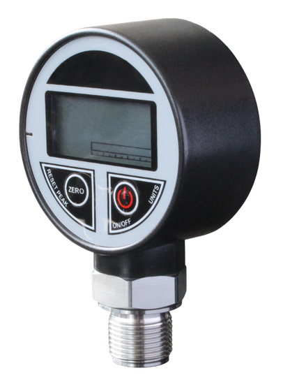 QDB108 digital pressure gauge side view with LCD display