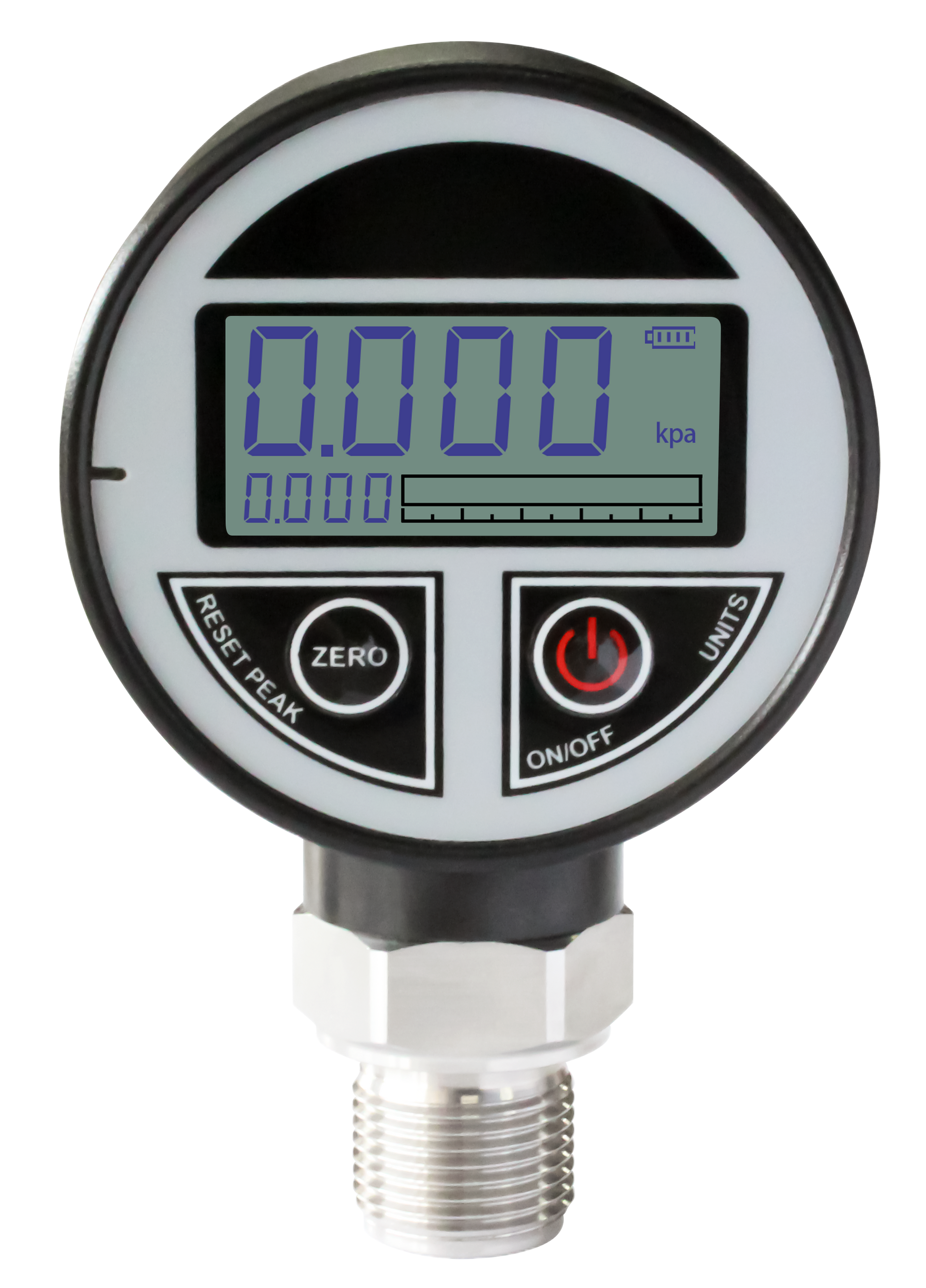 QDB108 digital pressure gauge front view with LCD display